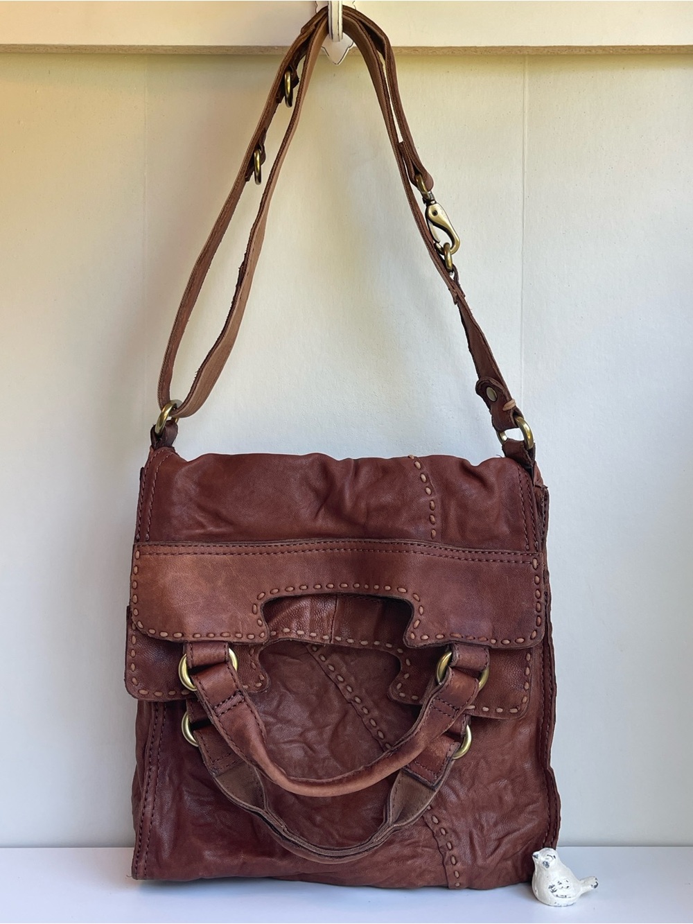Lucky Brand Abby Road Foldover Lamb Genuine Leather Bag